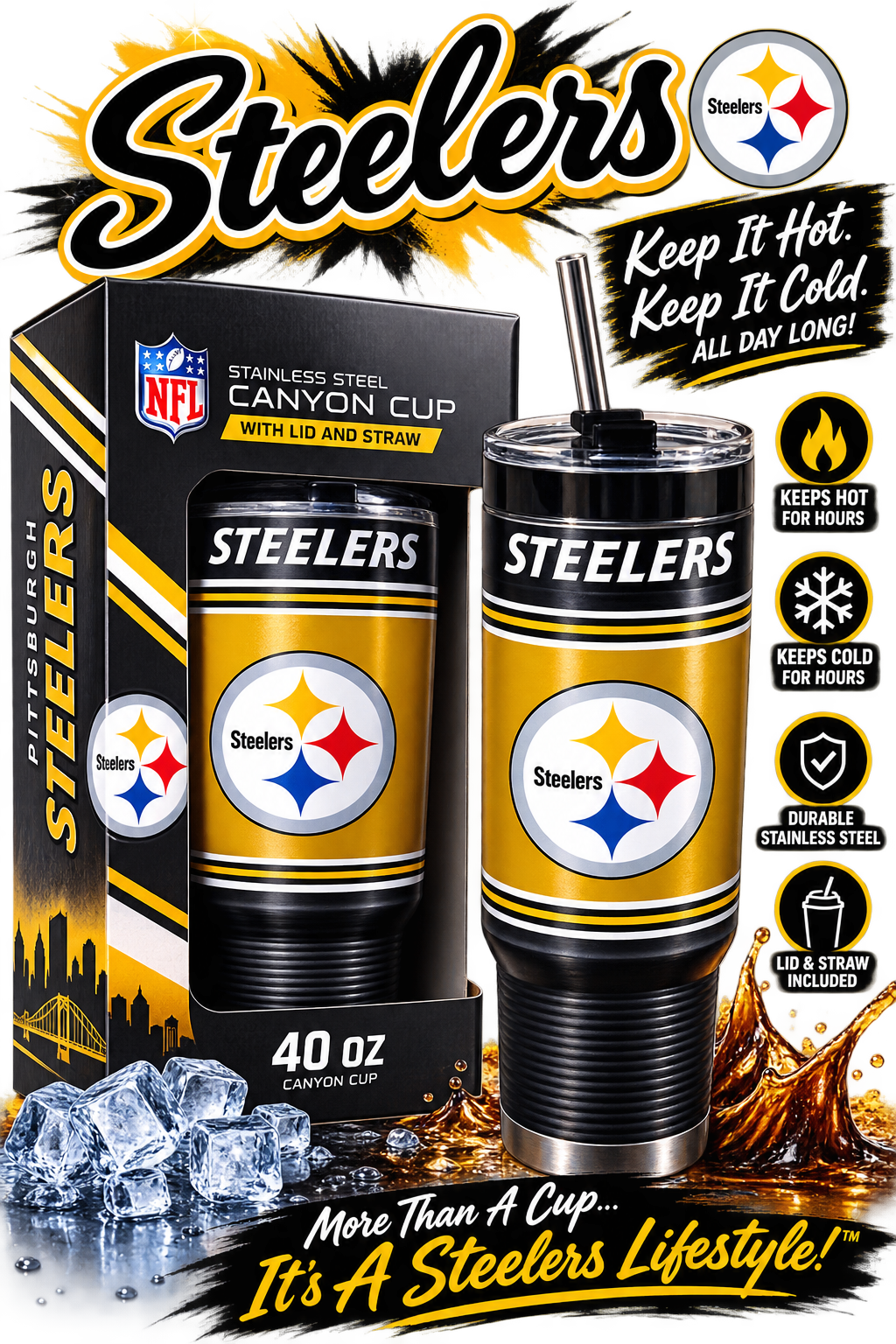 Steelers 40 ounce travel mug 